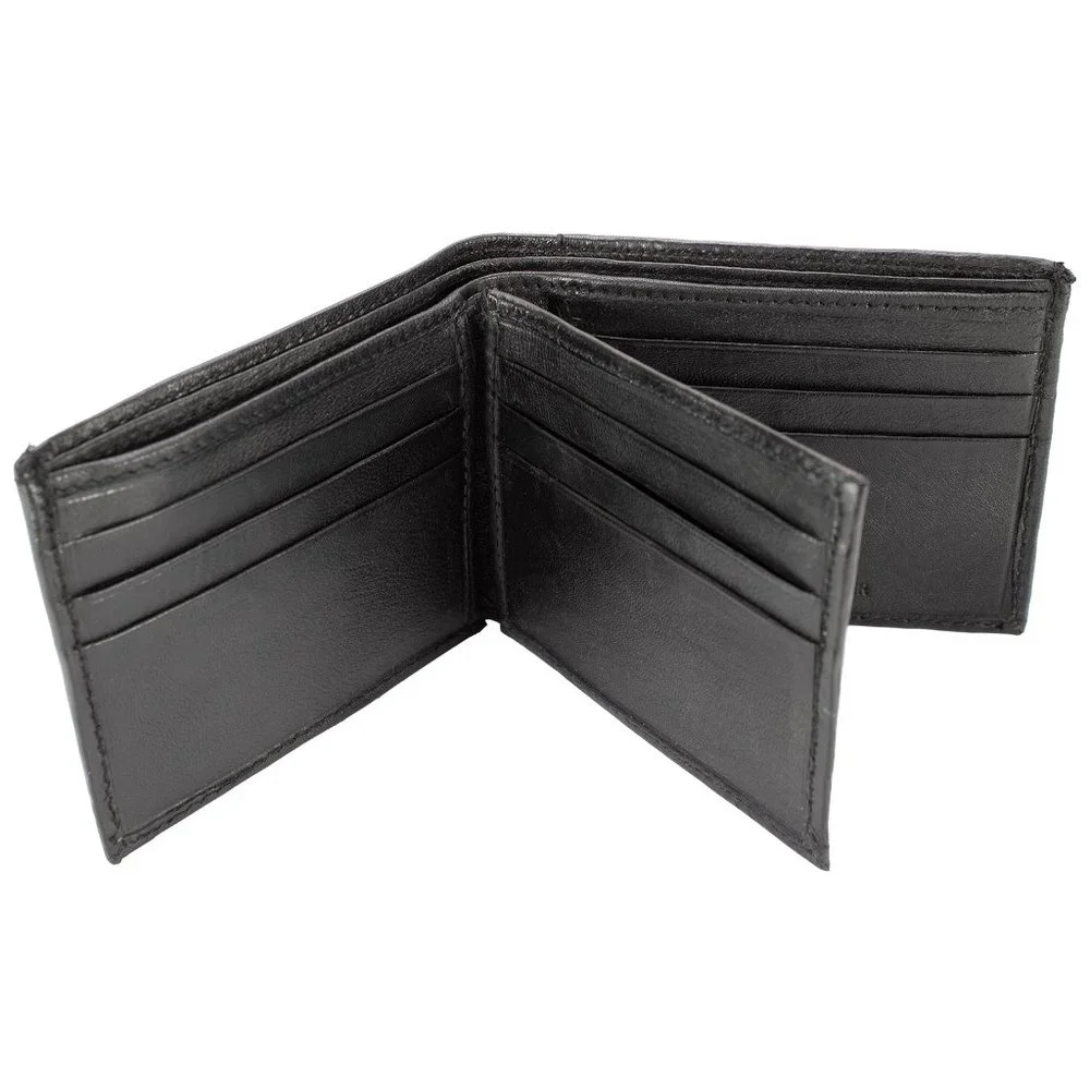 Men Lambskin Leather Wallet ID Card Organizer Black Bifold Stylish Wallet